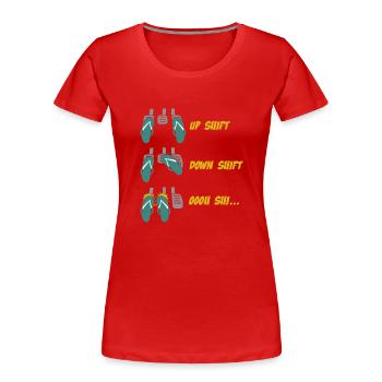 Up Shift Down Shift Funny Car Gear Changes - Women's Premium Organic T-Shirt - red - Front - Mia (176cm)