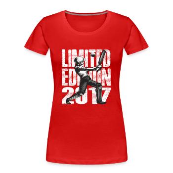 Limited Edition 2017 Limited Edition Cricket - Frauen Premium Bio T-Shirt - Rot - Vorne - Mia (176cm)