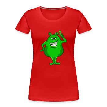 Vert Alien Main Signe De Paix T-Shirt Mignon One-Eyed - T-shirt bio Premium Femme - rouge - Devant - Mia (176cm)