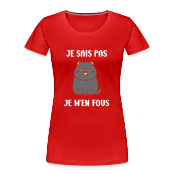 Humour chat chartreux - T-shirt bio Premium Femme - rouge - Devant - Mia (176cm)