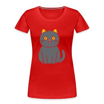 Chartreux petit chat - T-shirt bio Premium Femme - rouge - Devant - Mia (176cm)