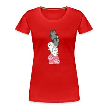 Femaric Flag Pride LGBTQ süße Pinguin - Frauen Premium Bio T-Shirt - Rot - Vorne - Mia (176cm)