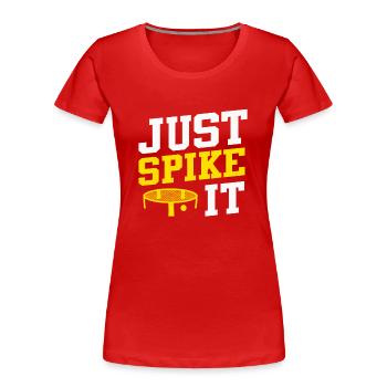 Just Spike It Roundnet Enthusiast - Frauen Premium Bio T-Shirt - Rot - Vorne - Mia (176cm)