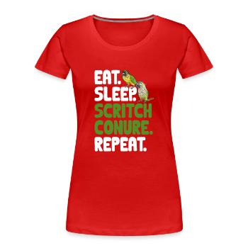 Molina Perruche Perroquet Perruche Oiseau Perruche - T-shirt bio Premium Femme - rouge - Devant - Mia (176cm)