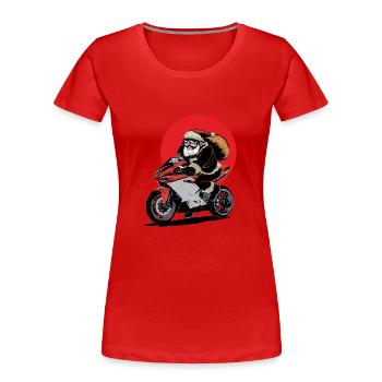 Weihnachtsmann auf dem Motorrad - Frauen Premium Bio T-Shirt - Rot - Vorne - Mia (176cm)