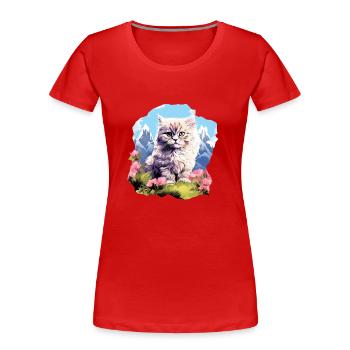 Chat persan Perserkatze - T-shirt bio Premium Femme - rouge - Devant - Mia (176cm)