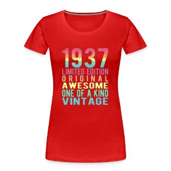 Limited Edition Since 1937 Birthday Vintage 1937 - Women's Premium Organic T-Shirt - red - Front - Mia (176cm)