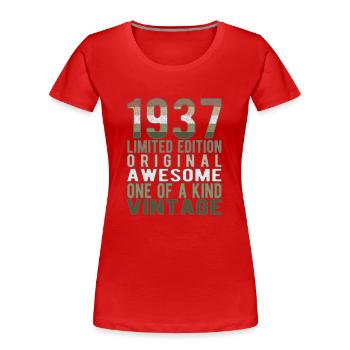 Limited Edition Since 1937 Birthday Vintage 1937 - Women's Premium Organic T-Shirt - red - Front - Mia (176cm)