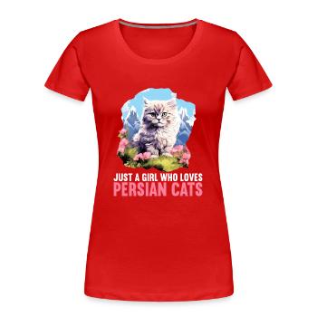 Chat persan Perserkatze - T-shirt bio Premium Femme - rouge - Devant - Mia (176cm)