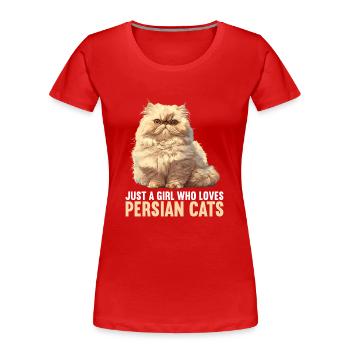 Chat persan Perserkatze - T-shirt bio Premium Femme - rouge - Devant - Mia (176cm)
