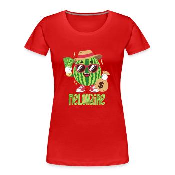 Melonen-Millionär - Frauen Premium Bio T-Shirt - Rot - Vorne - Mia (176cm)