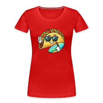 Taco de surf avec lunettes de soleil - T-shirt bio Premium Femme - rouge - Devant - Mia (176cm)