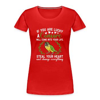 Molina Perruche Perroquet Perruche Oiseau Perruche - T-shirt bio Premium Femme - rouge - Devant - Mia (176cm)