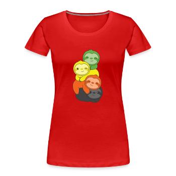 Aromantique Drapeau Fierté LGBTQ Mignon Paresseux Bouquet - T-shirt bio Premium Femme - rouge - Devant - Mia (176cm)