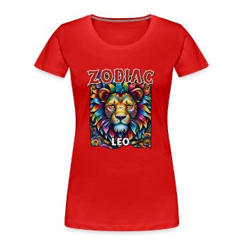 Sternzeichen Löwe aka Sternzeichen Löwe - Frauen Premium Bio T-Shirt - Rot - Vorne - Mia (176cm)