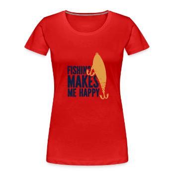 Angler Angelhaken Angelrute Sportfischer - Frauen Premium Bio T-Shirt - Rot - Vorne - Mia (176cm)