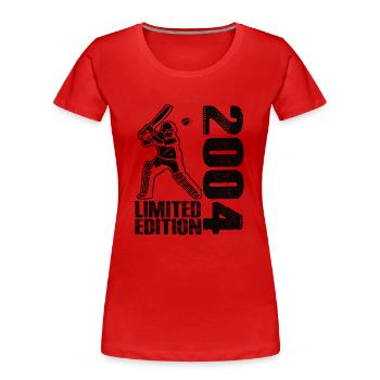 Limited Edition 2004 Limited Edition Cricket - Frauen Premium Bio T-Shirt - Rot - Vorne - Mia (176cm)