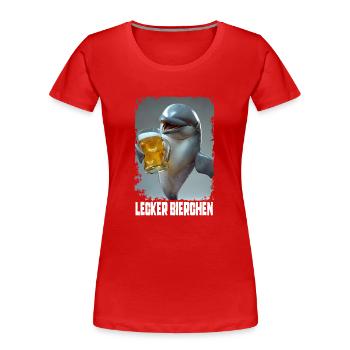 Délicieuse bière Dolphin - T-shirt bio Premium Femme - rouge - Devant - Mia (176cm)