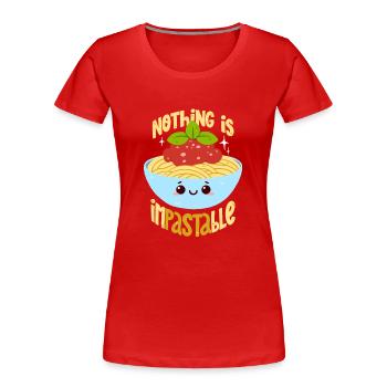 Pasta Wortwitz - Frauen Premium Bio T-Shirt - Rot - Vorne - Mia (176cm)