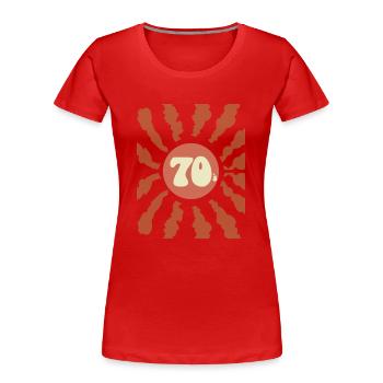 vintage des années 70 - T-shirt bio Premium Femme - rouge - Devant - Mia (176cm)