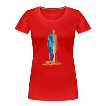 Silhouette abstraite humaine colorée - T-shirt bio Premium Femme - rouge - Devant - Mia (176cm)