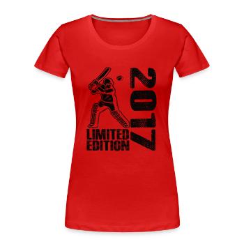 Limited Edition 2017 Limited Edition Cricket - Frauen Premium Bio T-Shirt - Rot - Vorne - Mia (176cm)