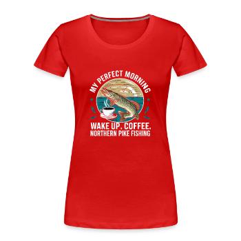 Northern Pike Fisherman Pike Fishing Rod Pike Fish - Women's Premium Organic T-Shirt - red - Front - Mia (176cm)
