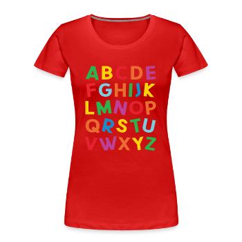 ABC Bunte Buchstaben des Alphabets zum Lesen - Frauen Premium Bio T-Shirt - Rot - Vorne - Mia (176cm)