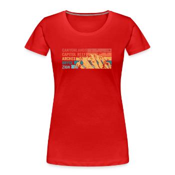 Explorez les montagnes des parcs nationaux de l’Utah - T-shirt bio Premium Femme - rouge - Devant - Mia (176cm)