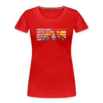 Explorez les montagnes des parcs nationaux de l’Utah - T-shirt bio Premium Femme - rouge - Devant - Mia (176cm)