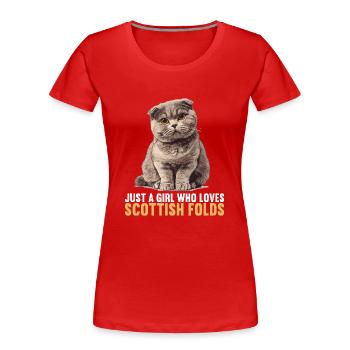 Scottish Fold Kitten Scottish Fold Cat - Women's Premium Organic T-Shirt - red - Front - Mia (176cm)