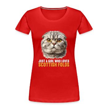 Scottish Fold Kitten Scottish Fold Cat - Women's Premium Organic T-Shirt - red - Front - Mia (176cm)