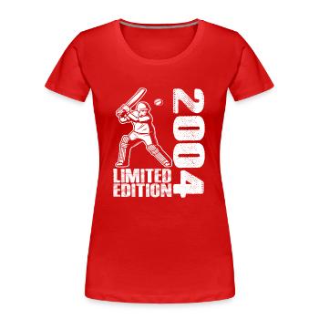 Limited Edition 2004 Limited Edition Cricket - Frauen Premium Bio T-Shirt - Rot - Vorne - Mia (176cm)