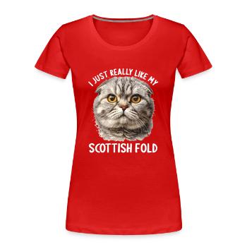 Scottish Fold Kitten Scottish Fold Cat - Women's Premium Organic T-Shirt - red - Front - Mia (176cm)