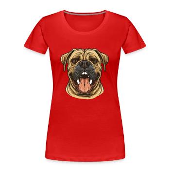 Bullmastiff | Cartoon Artwork - Women's Premium Organic T-Shirt - red - Front - Mia (176cm)
