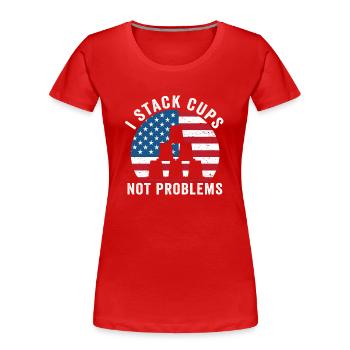 Sport Stacking Stacks Stacked Speed Cup - Frauen Premium Bio T-Shirt - Rot - Vorne - Mia (176cm)