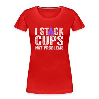 Sport Stacking Stacks Stacked Speed Cup - Frauen Premium Bio T-Shirt - Rot - Vorne - Mia (176cm)