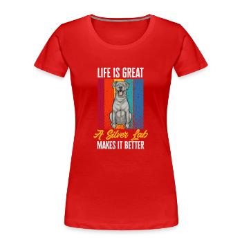 Silver Labrador Retriever Silver Lab - T-shirt bio Premium Femme - rouge - Devant - Mia (176cm)