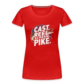 Northern Pike Fisherman Pike Fishing Rod Pike Fish - Women's Premium Organic T-Shirt - red - Front - Mia (176cm)