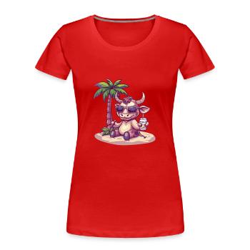 Stier Sommer Strand Urlaub - Frauen Premium Bio T-Shirt - Rot - Vorne - Mia (176cm)