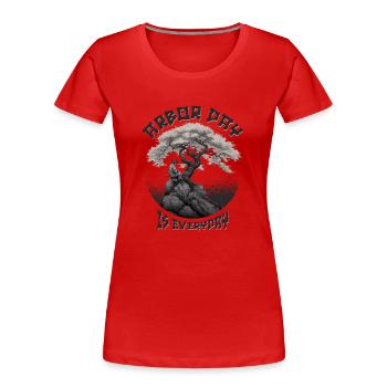 La Journée de l’arbre est l’anniversaire quotidien de la planète Terre - T-shirt bio Premium Femme - rouge - Devant - Mia (176cm)