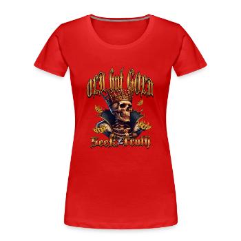 Vieux mais doré cherche la vérité avec un crâne - T-shirt bio Premium Femme - rouge - Devant - Mia (176cm)