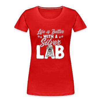 Silver Labrador Retriever Silver Lab - T-shirt bio Premium Femme - rouge - Devant - Mia (176cm)