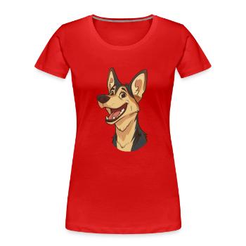 Canaan Dog | Canaan Dog | Cartoon Artwork - Women's Premium Organic T-Shirt - red - Front - Mia (176cm)