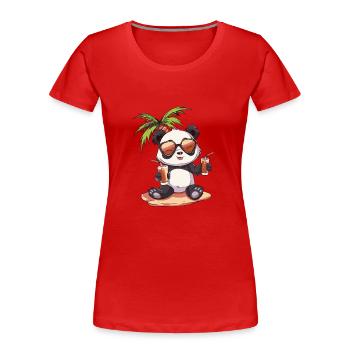 Panda Sommer Strand Urlaub - Frauen Premium Bio T-Shirt - Rot - Vorne - Mia (176cm)