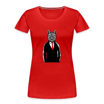 Wolf Trägt Tux T-Shirt Lustige Canine Wölfe Weste - Frauen Premium Bio T-Shirt - Rot - Vorne - Mia (176cm)