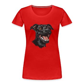 Patterdale Terrier | Cartoon Artwork - Women's Premium Organic T-Shirt - red - Front - Mia (176cm)
