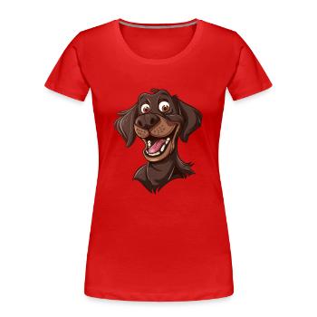 Caniche Pointer | Illustration de dessin animé - T-shirt bio Premium Femme - rouge - Devant - Mia (176cm)