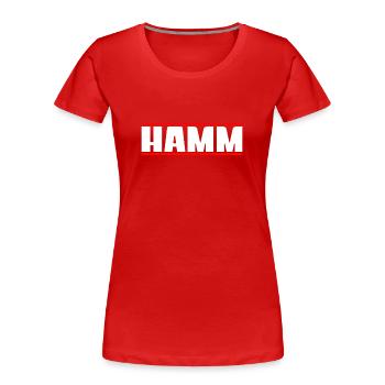 Hamm - Frauen Premium Bio T-Shirt - Rot - Vorne - Mia (176cm)