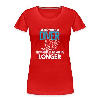 Sleep with a diver - depth and endurance - Women's Premium Organic T-Shirt - red - Front - Mia (176cm)